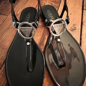 Guess Black Sandals with Metallic Details